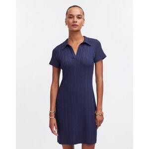 Madewell Ribbed Polo Mini Dress Stretch Casual Everyday Ink Blue Size Small‎